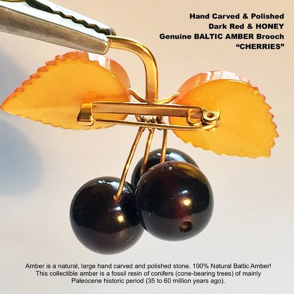 VINTAGE AMBER BROOCH - Picture 3 of 8